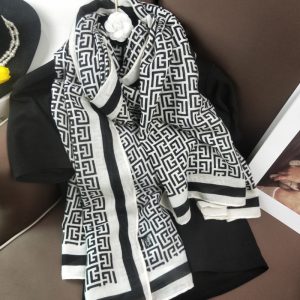 Plus Size Long Letter Print Scarf, Women'S Neck Scarf, Elegant Fashion OL Office Warm Shawl, Thin Gauze Scarf, Travel Vacation Windproof Beach Towel