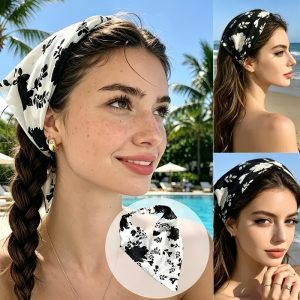 2pcsu002FFrench Vintage Floral Triangular Headscarves, Hair Bands And Head Wraps for Women, Versatile Hair Additions Ideal for Daily Casual Outings, Dates, Vacations And Trips