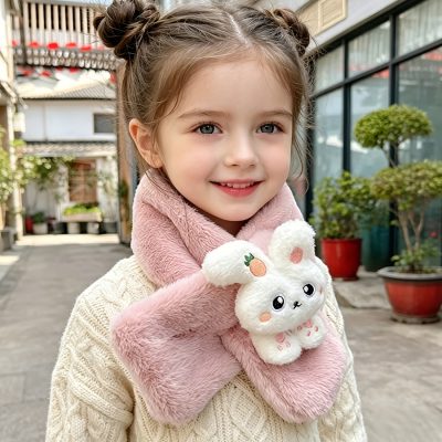 1pc Scarf Autumn Winter Girls' Cute Girls' Scarf Plush Thick Warm Neck Scarf Suitable for Daily Outing Wear Suitable for 2-10 Year Old Children