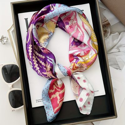 Colorful Pattern Printed Scarf, Women's Square Scarf 26.77 Inches